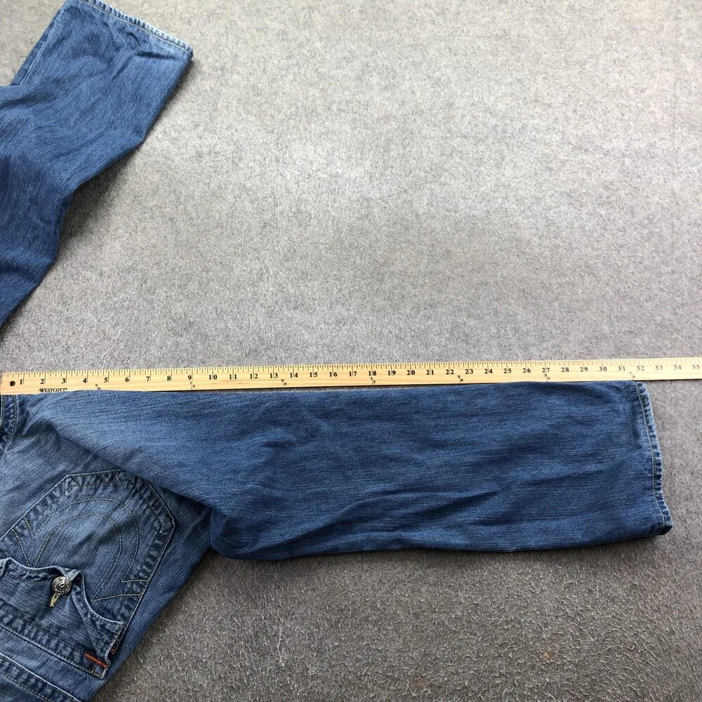 True Religion Jeans Mens 32 Blue Section Straight USA Distressed Denim Pants